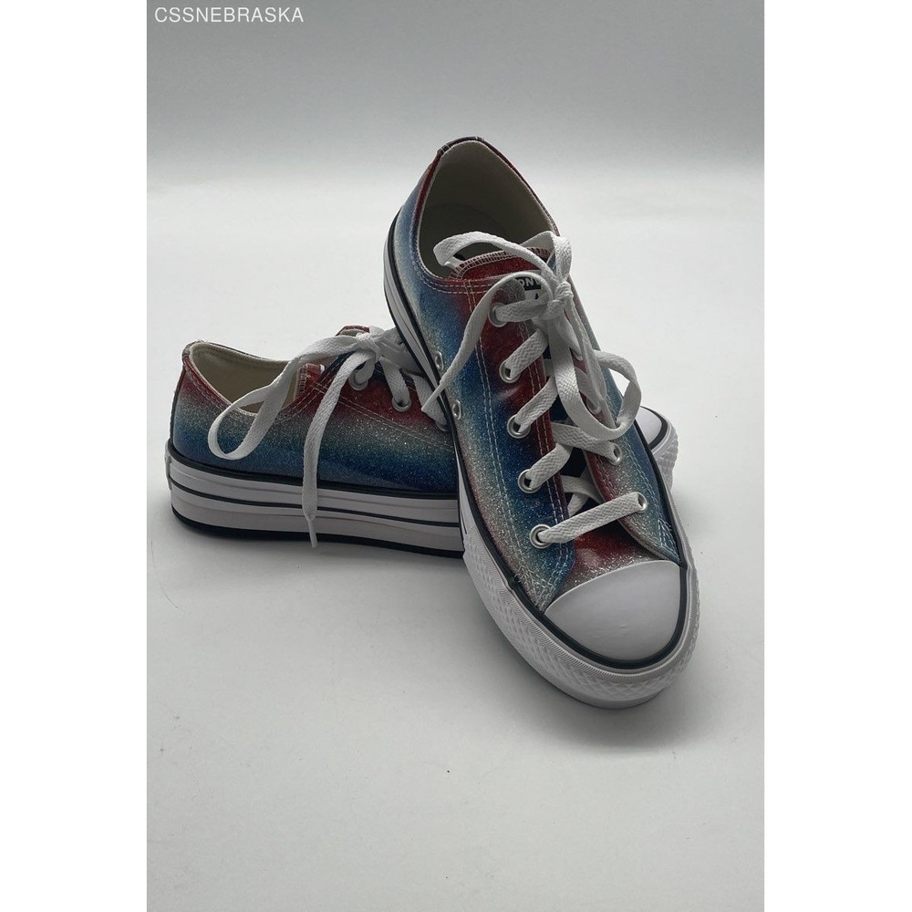 Converse Chuck Taylor Girls Lift Platform‎ Low Glitter Sneakers A00444C Size 4.5 - Picture 12 of 12